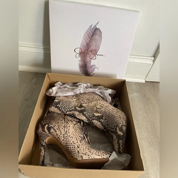 Jessica Simpson Snake Print Heeled Boots size 9 - Picture 2 of 8